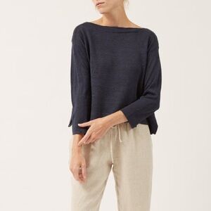 NAIF - Dark blue Linen top, Minimalist Relaxed fit